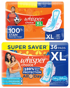Whisper Choice Xl Pads Super Saver 36 Pads